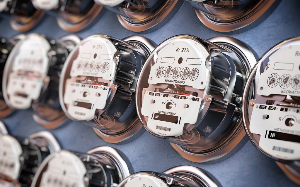 Row of electric utility meters