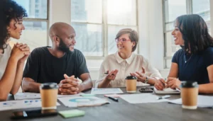 Team of new employees going through relocation orientation
